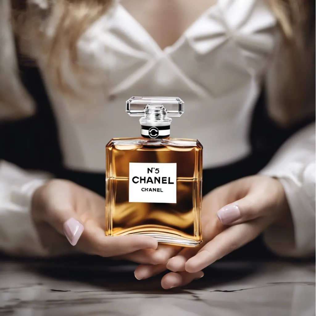 Девушка держит в руках настоящие духи Chanel No.5.jpg